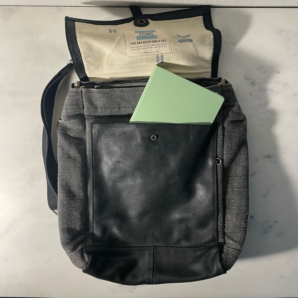 Toms backpack black leather gray canvas - Picture 3 of 6